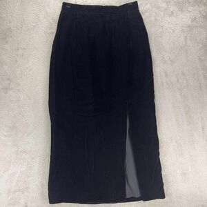 Westbound Vintage Black Velvet Midi Pencil Skirt Slit Petites Size 8 Classic‎
